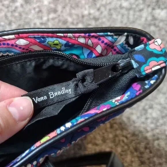 Vera Bradley Lighten Up Vera Large Zip Tote Bag Paisley Blue Pink - Picture 4 of 6